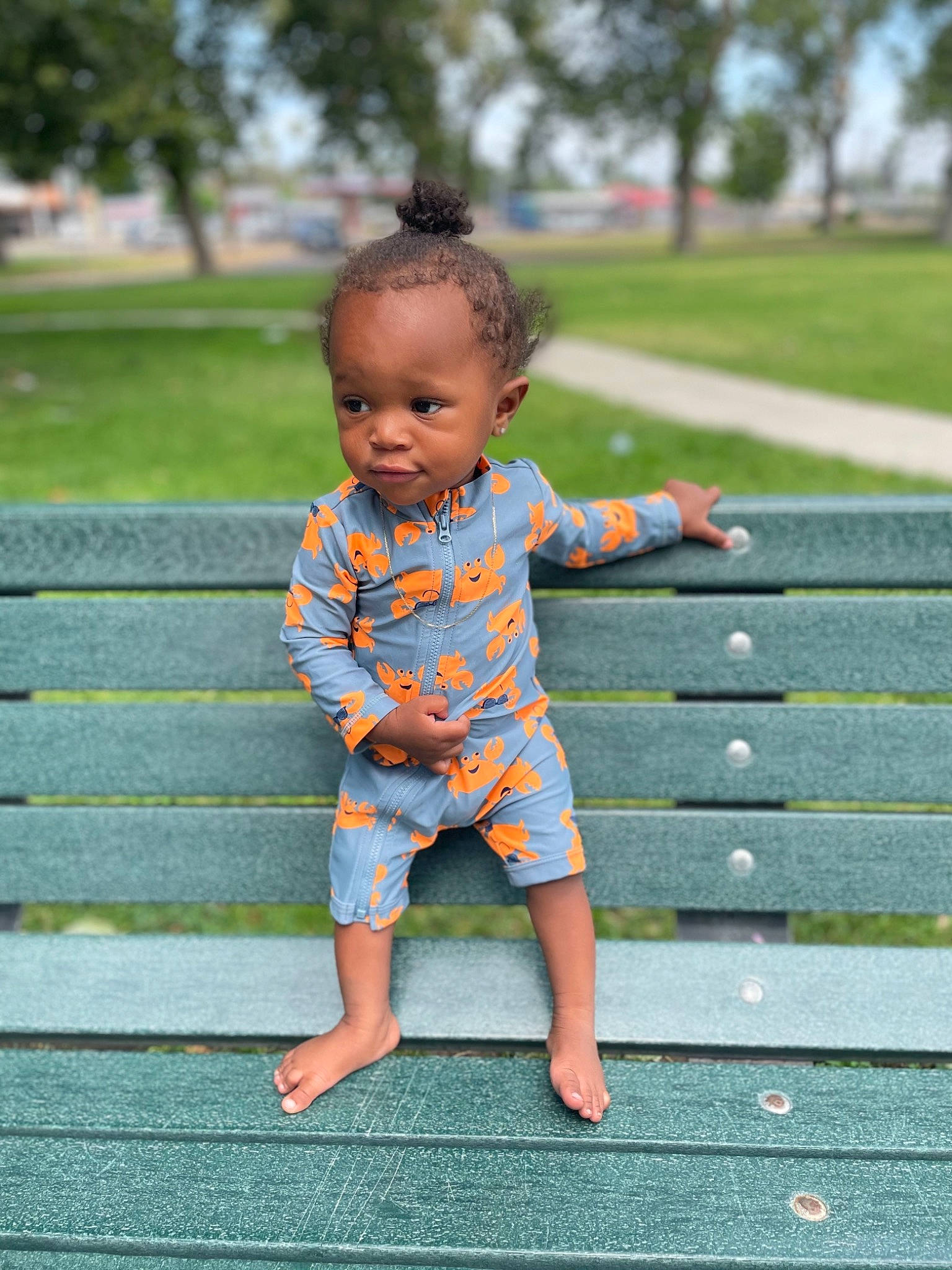 Hakeem joined the competition — help win amazing prizes! baby, baby_toddler_clothing, barefoot, child, dress, fun, grass, happy, leaf, leisure, people_in_nature, person, plant, recreation, sleeve, smile, standing, t_shirt, toddler, tree