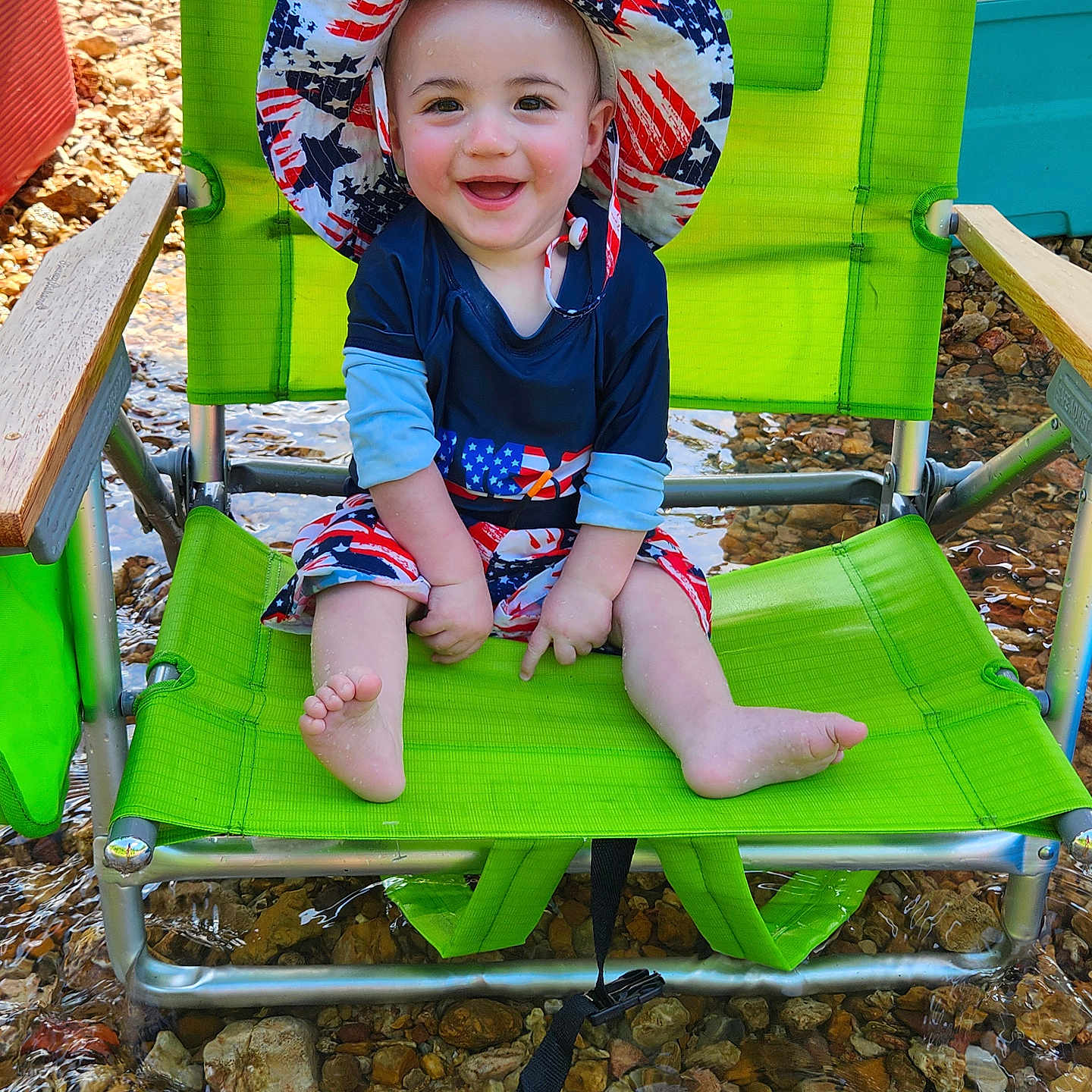 Stetson joined the competition — help win amazing prizes! baby, cap, chair, clothing, face, furniture, grass, hat, head, nature, outdoors, person, photography, plant, portrait, rock, shorts, sitting, soil, summer