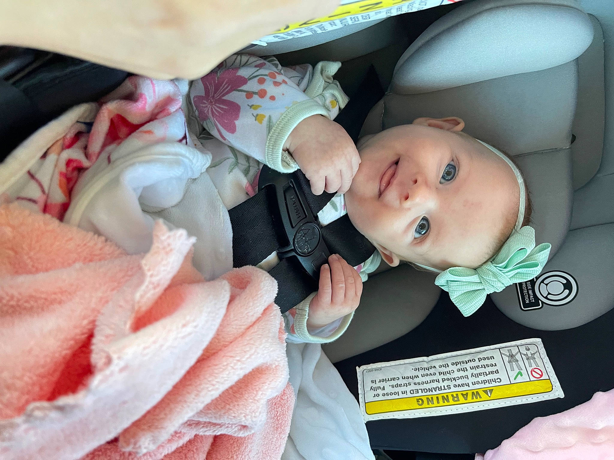 Everleigh joined the competition — help win amazing prizes! baby, baby_carriage, baby_in_car_seat, baby_products, baby_safety, baby_toddler_clothing, baby_toys, car_seat, cheek, comfort, doll, infant_bed, linens, mouth, peach, person, pink, skin, toddler, toy