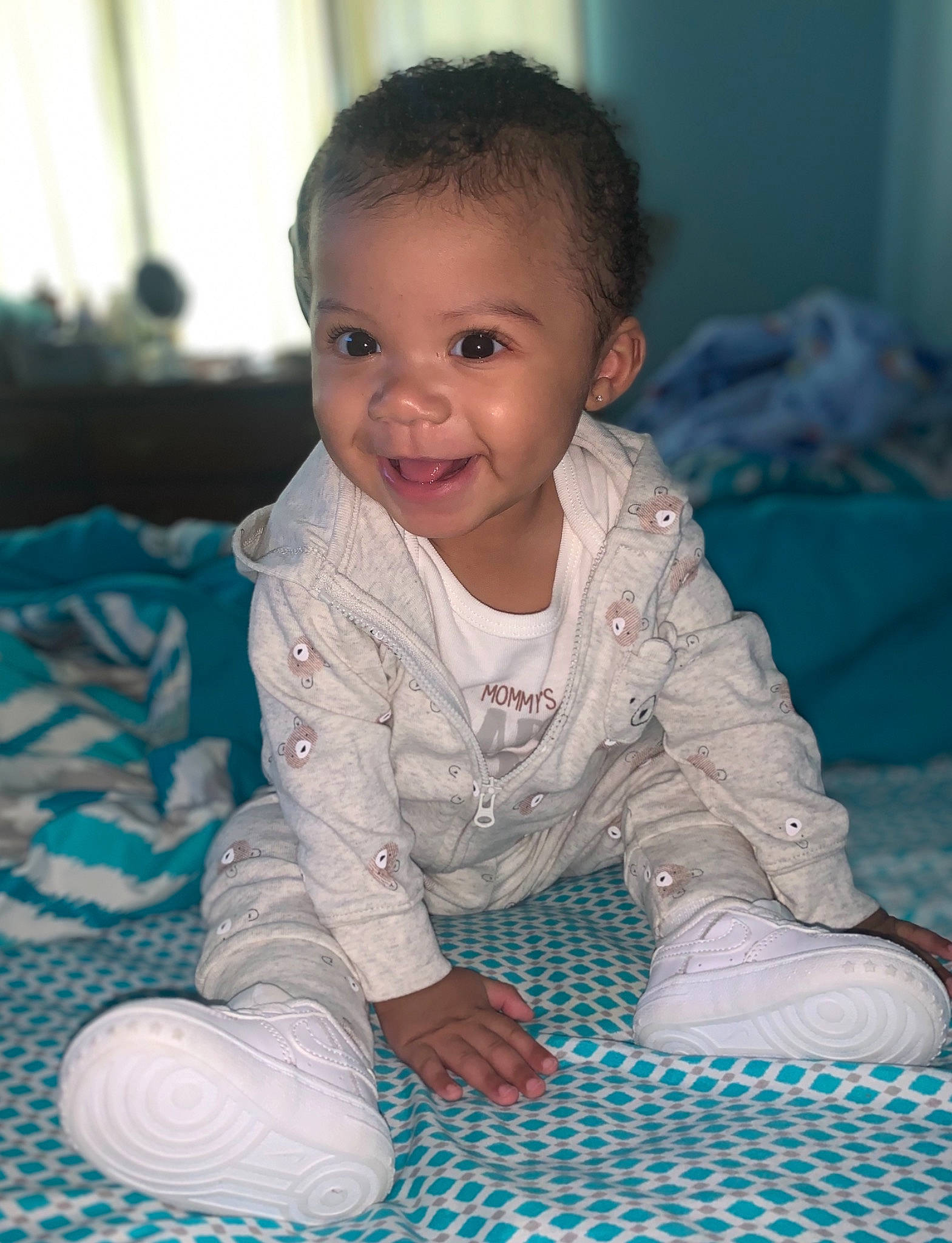 Daylen joined the competition — help win amazing prizes! baby, baby_products, baby_toddler_clothing, baby_toys, cheek, child, crawling, curtain, eye, human_body, joy, mouth, nightwear, nose, person, plastic, play, sitting, sleeve, sock