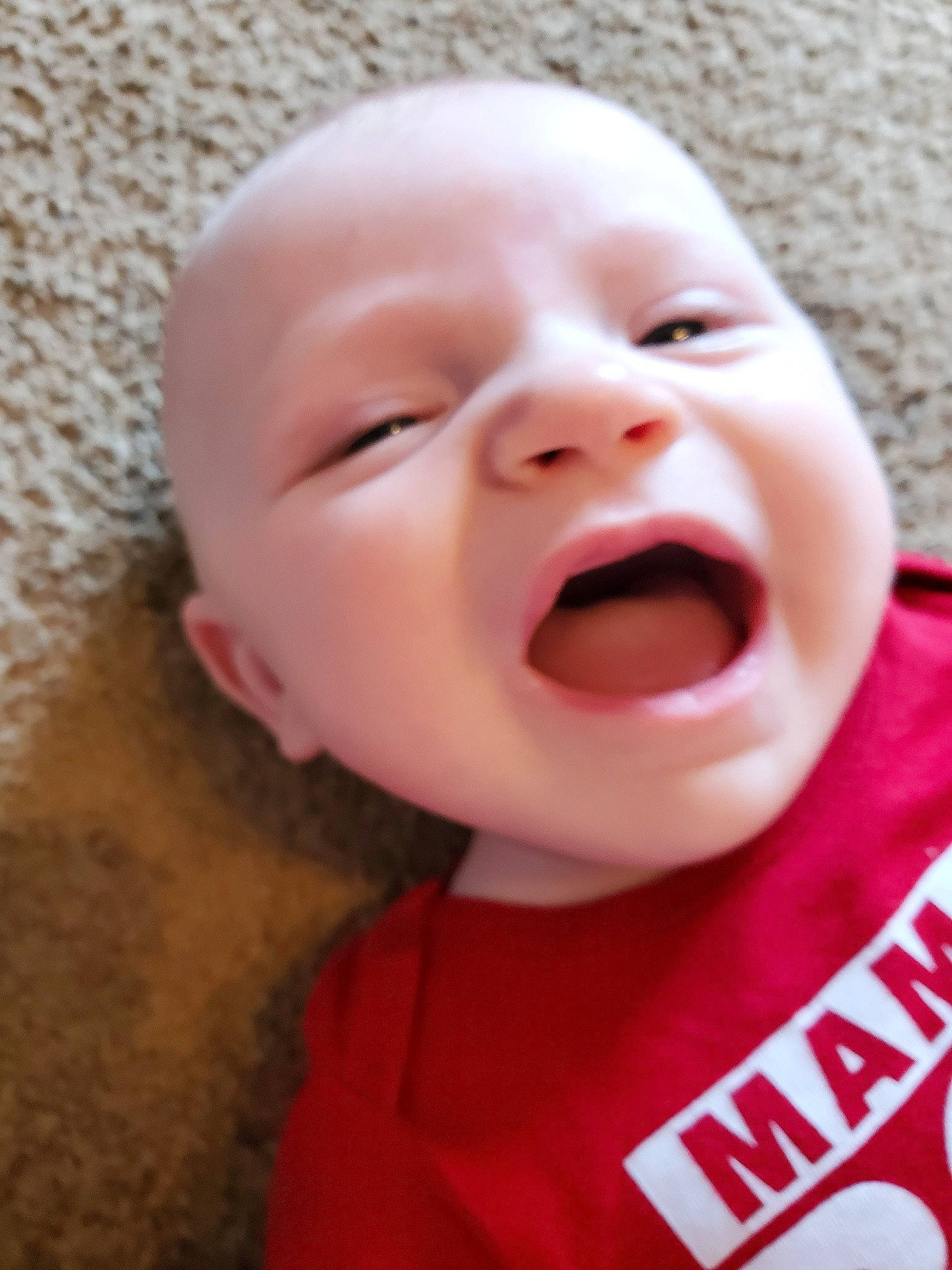 Kayden is registered to the contest to win money with this photo: baby, baby_making_funny_faces, cheek, child, chin, face, facial_expression, head, laugh, lip, mouth, nose, person, skin, smile, toddler, tongue, yawn