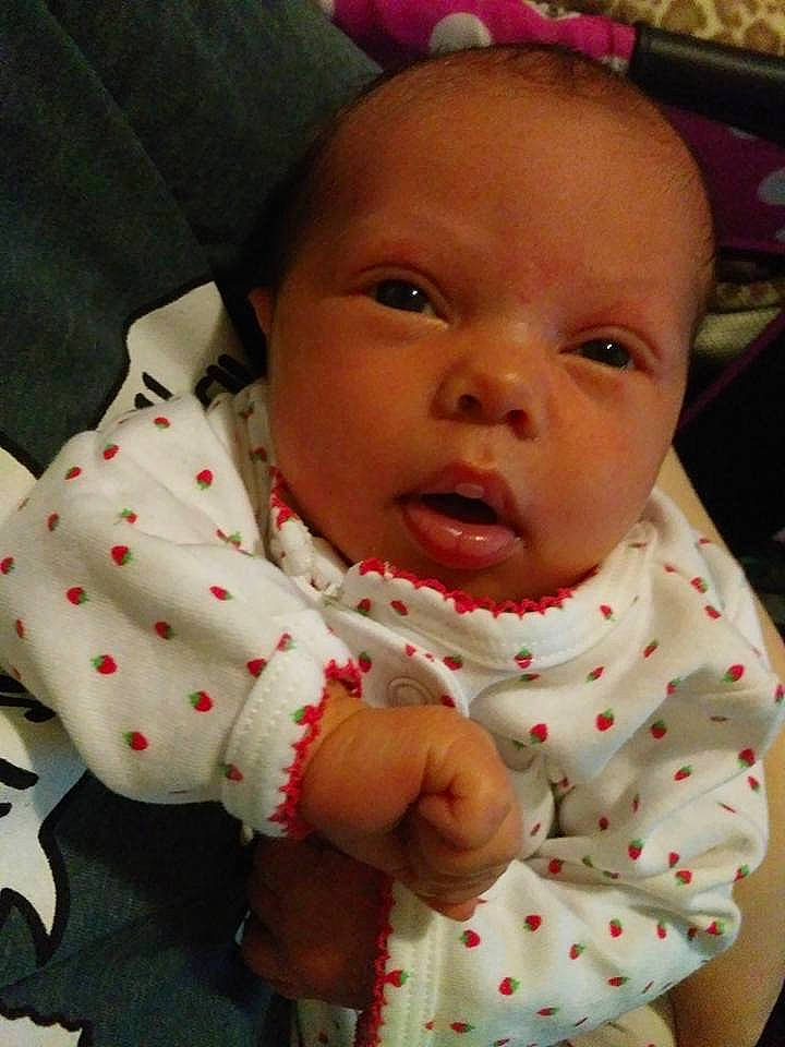 Avrianna is registered to the contest to win money with this photo: baby, cheek, child, eye, face, finger, hand, head, lip, mouth, nose, person, pink, skin, smile, toddler