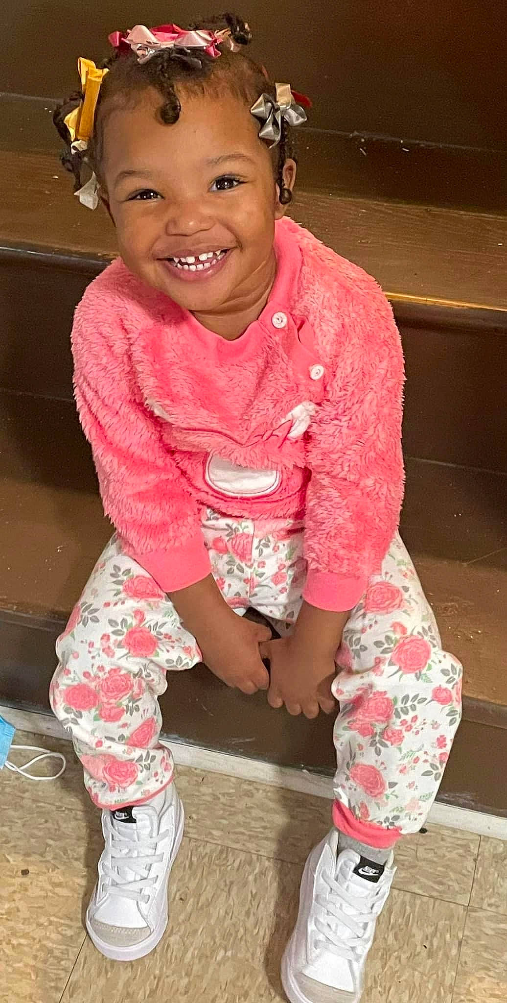 Rahleigh is registered to the contest to win money with this photo: cheek, child, chin, cool, face, fun, happy, joy, knee, lip, magenta, mouth, neck, person, pink, shoe, skin, sleeve, smile, thigh