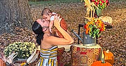 Josiah joined the competition — help win amazing prizes! baby, child, mother, parent, kiss, family, outdoor, autumn, fall, pumpkins, flowers, garden, tree, leaves, portrait, family_photo, smiling, infant, motherhood, seasonal_decor