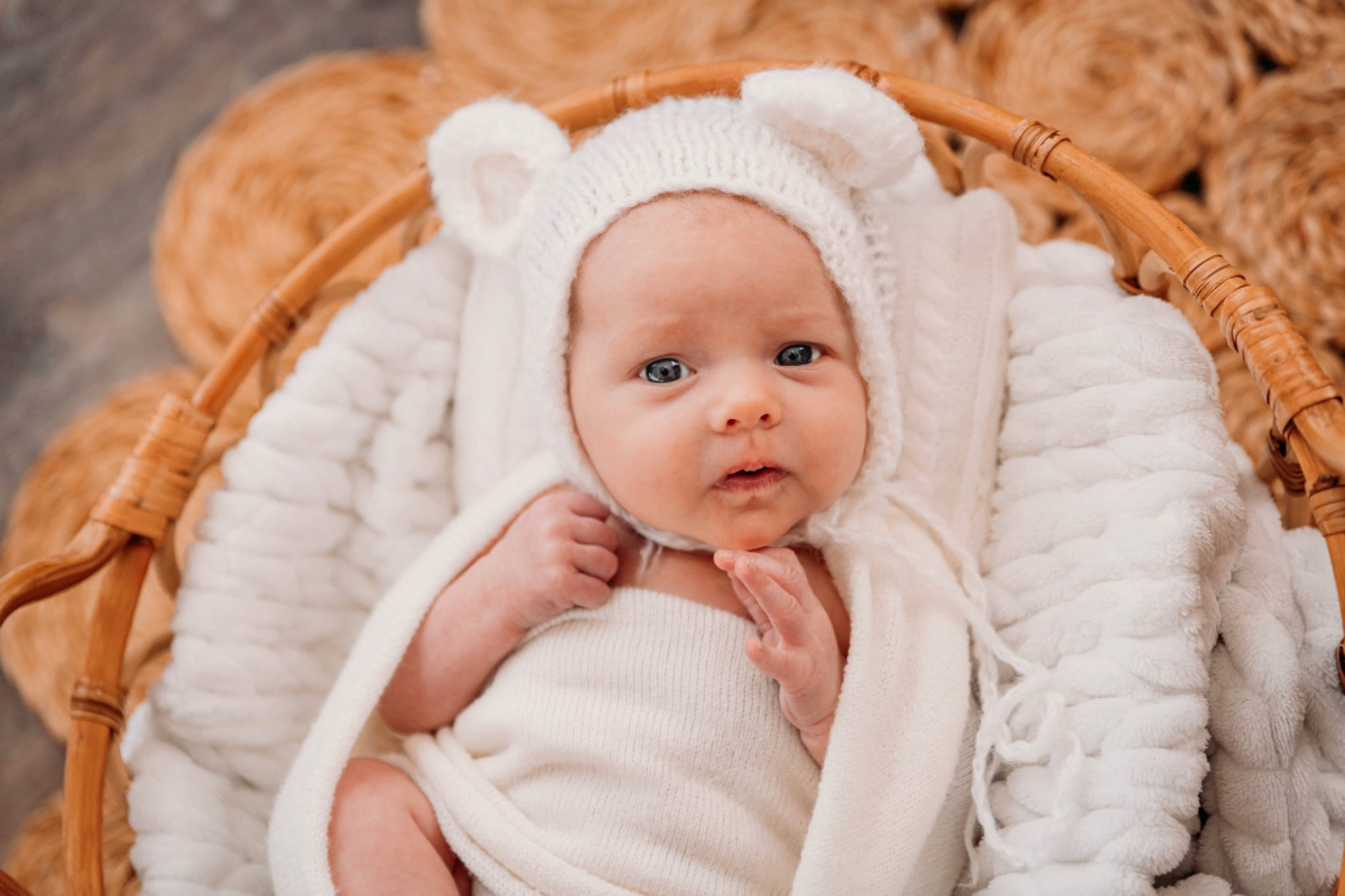 Whitley is registered to the contest to win money with this photo: baby, baby_toddler_clothing, cheek, child, comfort, event, eye, fashion_accessory, fur, grass, happy, head, headgear, headwear, iris, linens, person, skin, textile, toddler