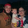 Ariah joined the competition — help win amazing prizes! smiling, beard, bandana, glasses, toddler, child, family, outdoor, night, flash, person, portrait, casual_clothing, tattoo, holding, happy, tshirt, tie_dye, headwear, light_skin