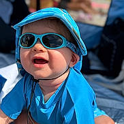 Théo participe au concours pour gagner de l'argent avec cette photo : baby, beach, blue_clothing, child, closeup, cute, fun, happy, hat, infant, outdoor, portrait, sitting, smiling, summer, sun_protection, sunglasses, sunny, sunshine, vacation