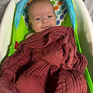 Wrenlee joined the competition — help win amazing prizes! baby, infant, newborn, smiling, blanket, maroon_blanket, bath_seat, bathtub, polka_dot, headrest, face, eyes, smile, skin, indoors, fabric, portrait, cute, cozy, small_person