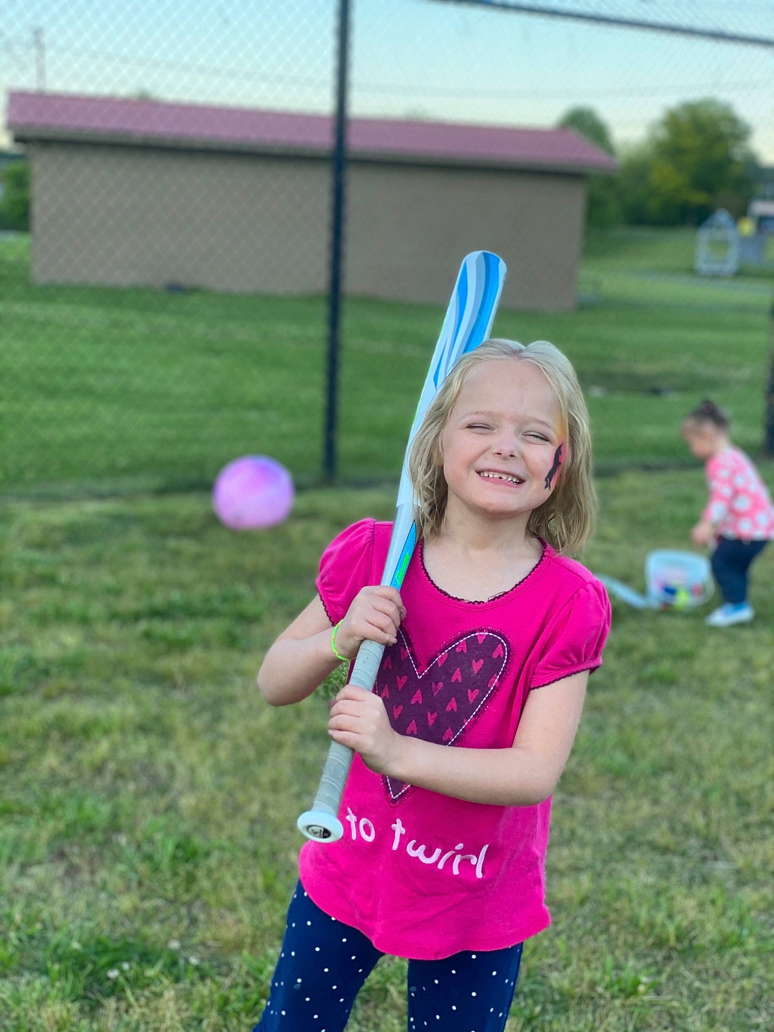 Marjorie joined the competition — help win amazing prizes! balloon, fun, grass, grassland, green, happy, joy, lawn, leisure, magenta, meadow, people_in_nature, person, pink, plant, recreation, sky, smile, summer, t_shirt