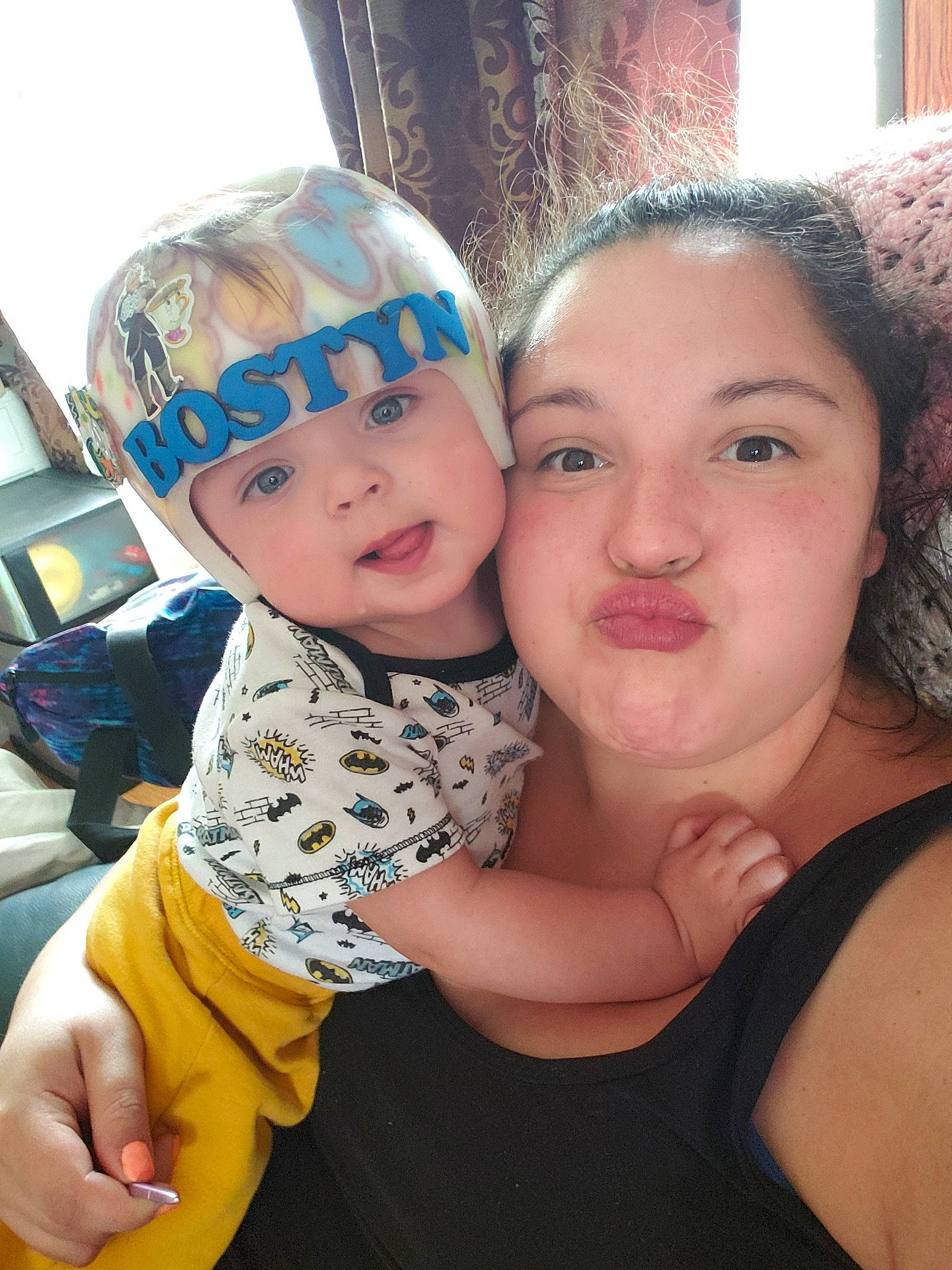 Bostyn is registered to the contest to win money with this photo: baby, cheek, child, daughter, face, fun, happy, head, headwear, mother, nose, people, person, photography, selfie, skin, smile, toddler, vacation