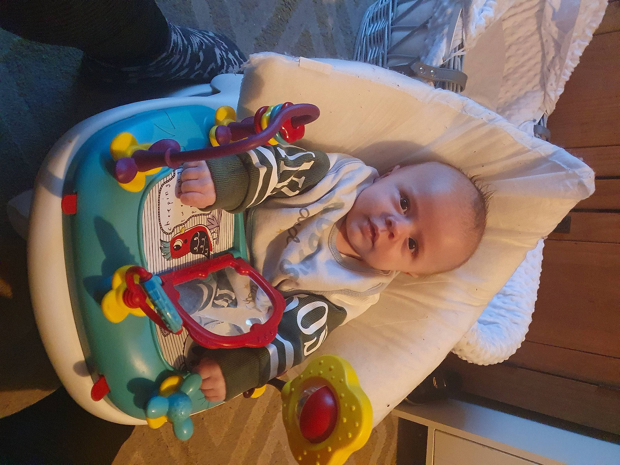 Logan joined the competition — help win amazing prizes! baby, baby_products, baby_toddler_clothing, baby_toys, child, comfort, fun, linens, person, plastic, play, room, smile, toddler, wood