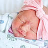 Nautica joined the competition — help win amazing prizes! newborn, baby, sleeping, pink_bow, headband, blanket, footprints, wrapped, cozy, infant, cute, peaceful, closeup, face, skin, soft, resting, indoors, portrait, child