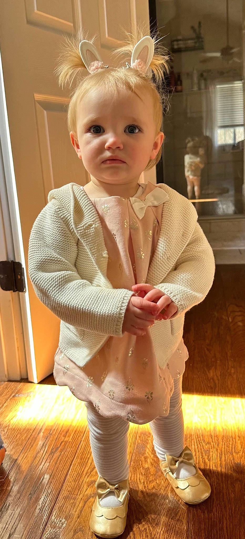 Valerie is registered to the contest to win money with this photo: baby, baby_toddler_clothing, cheek, child, chin, collar, dress_shirt, eye, finger, flooring, human_body, iris, lip, neck, nose, person, shoulder, skin, sleeve, toddler