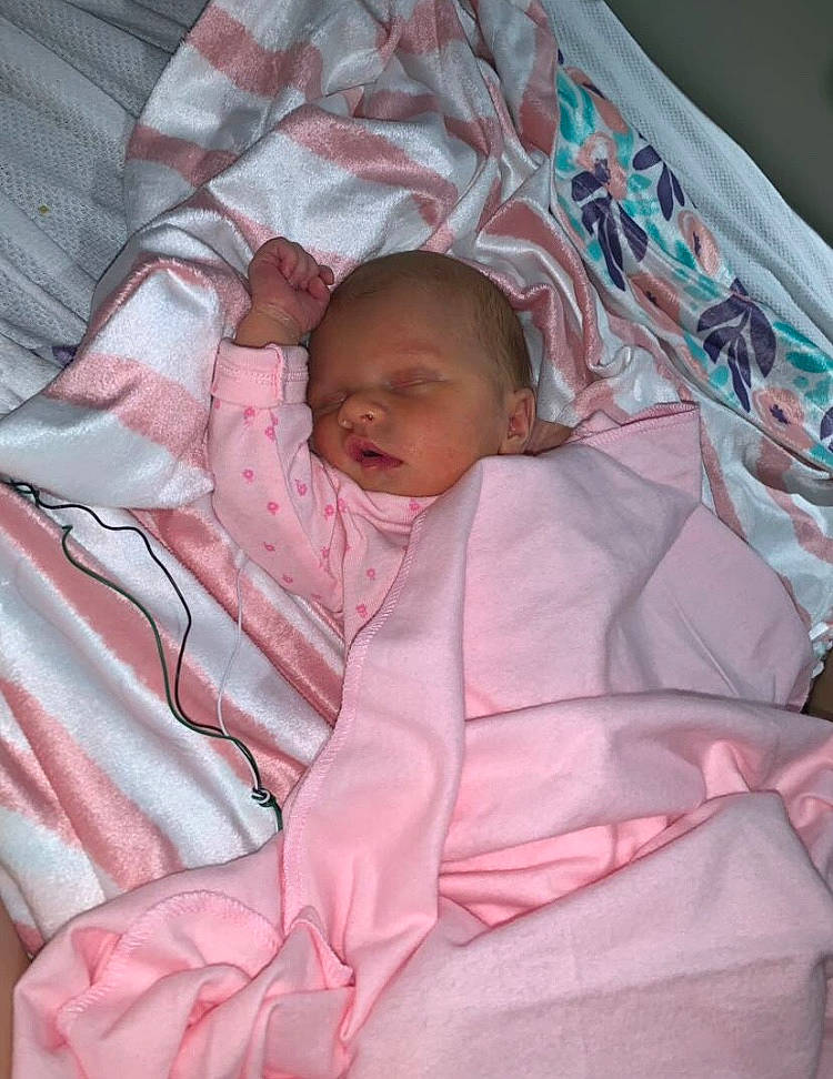 Annabella is registered to the contest to win money with this photo: baby, bedtime, blanket, child, linens, person, pink, sleep, textile, toddler