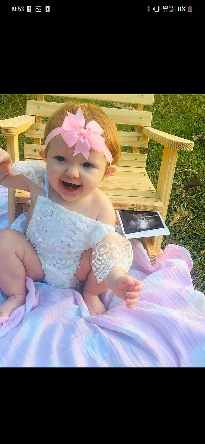 Makinleigh joined the competition — help win amazing prizes! child, dress, headgear, headwear, person, pink, sitting, smile, toddler