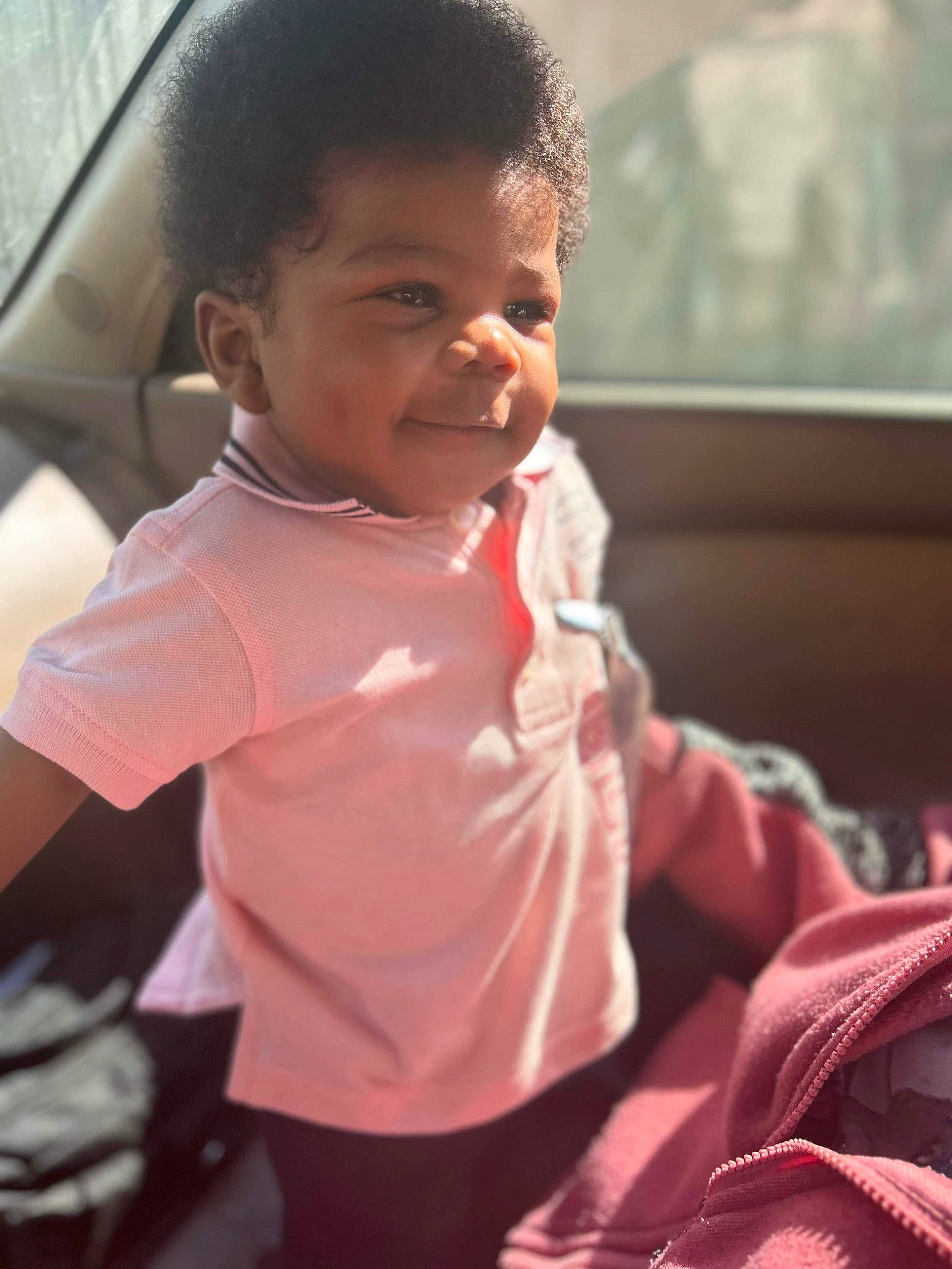Damari joined the competition — help win amazing prizes! auto_part, automotive_window_part, car_seat, child, comfort, family_car, fun, happy, luxury_vehicle, nose, person, sitting, skin, sleeve, smile, t_shirt, toddler, vacation, vehicle_door, window