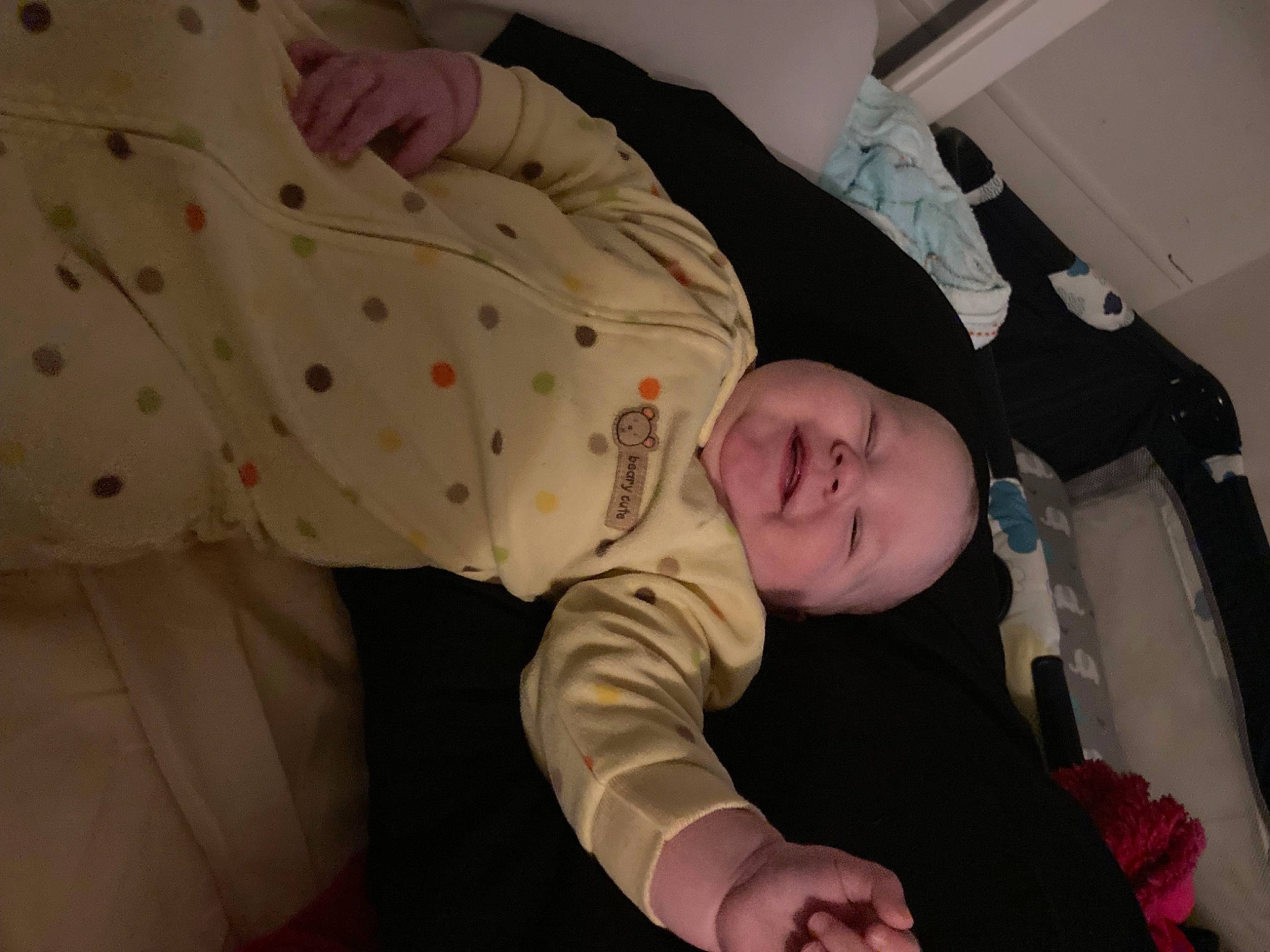 Jonathan is registered to the contest to win money with this photo: baby, baby_products, baby_safety, baby_toddler_clothing, child, comfort, flooring, infant_bed, linens, mammal, person, room, sitting, sleeve, smile, toddler