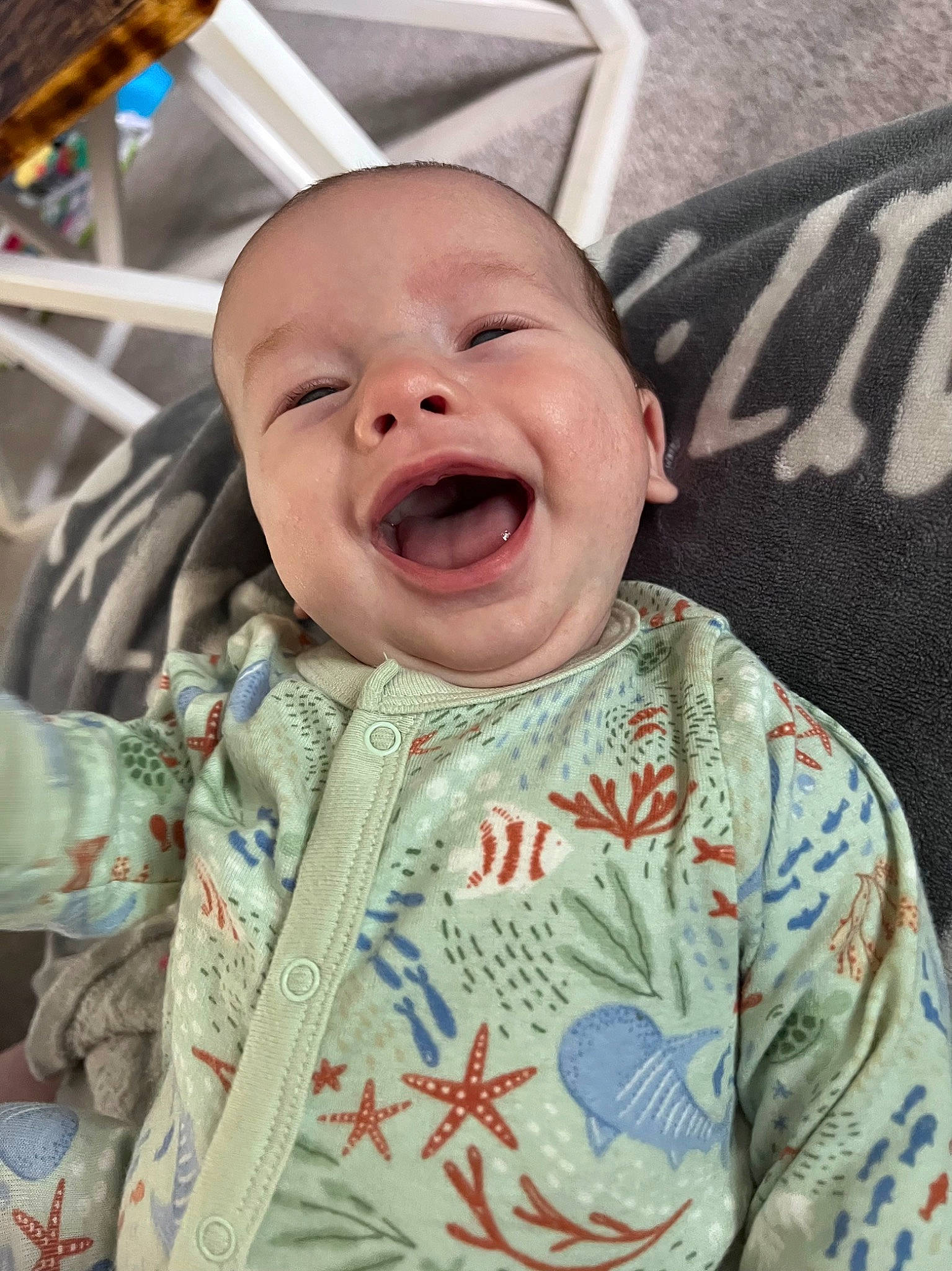 Archer joined the competition — help win amazing prizes! baby, baby_laughing, baby_toddler_clothing, cheek, child, eye, facial_expression, happy, iris, mammal, mouth, nose, outerwear, person, skin, sleeve, smile, textile, toddler, tooth