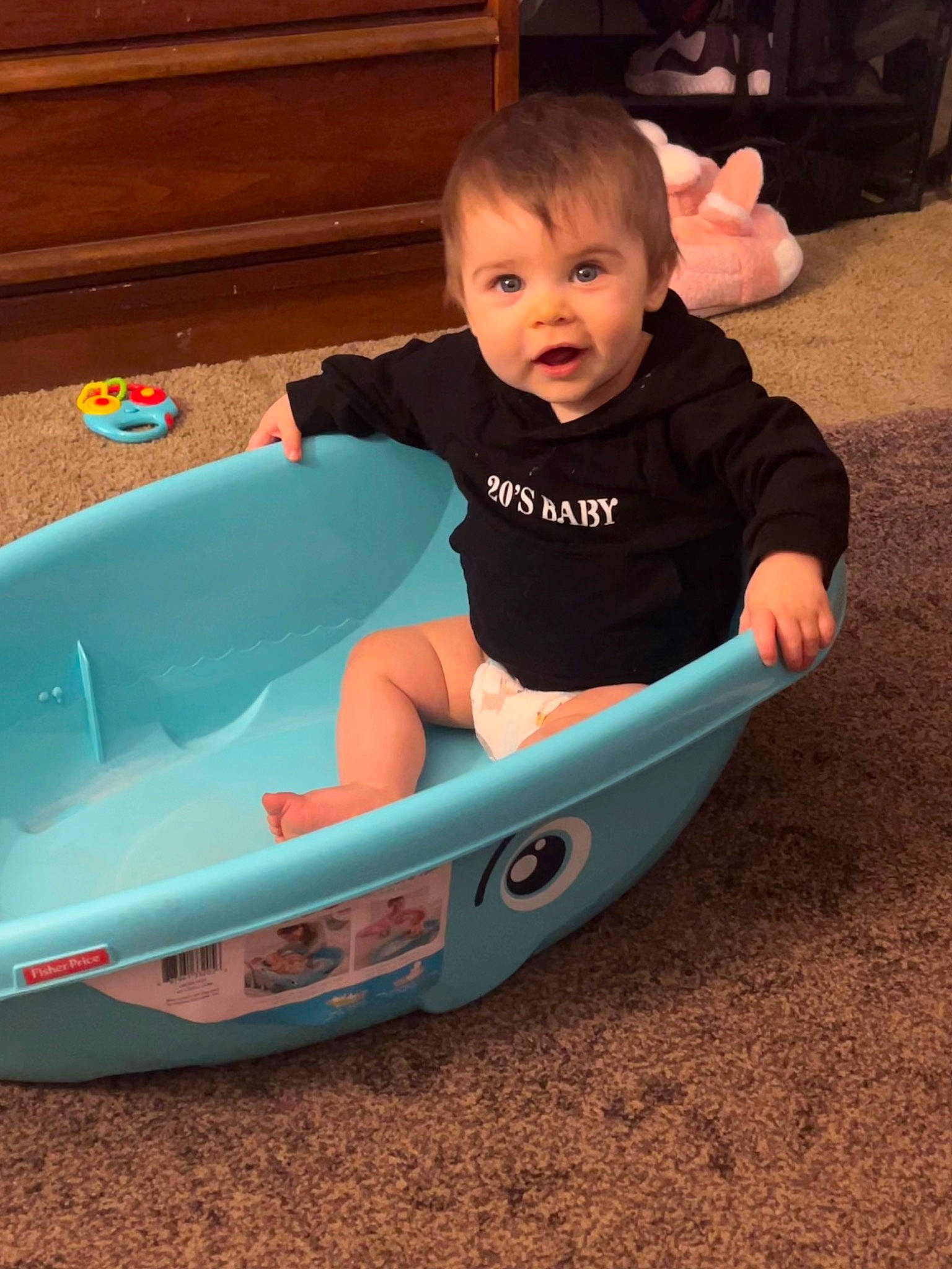 Devin joined the competition — help win amazing prizes! baby, baby_products, baby_toddler_clothing, chair, child, comfort, face, flooring, fun, grass, happy, head, leisure, person, plastic, play, recreation, sitting, t_shirt, toddler