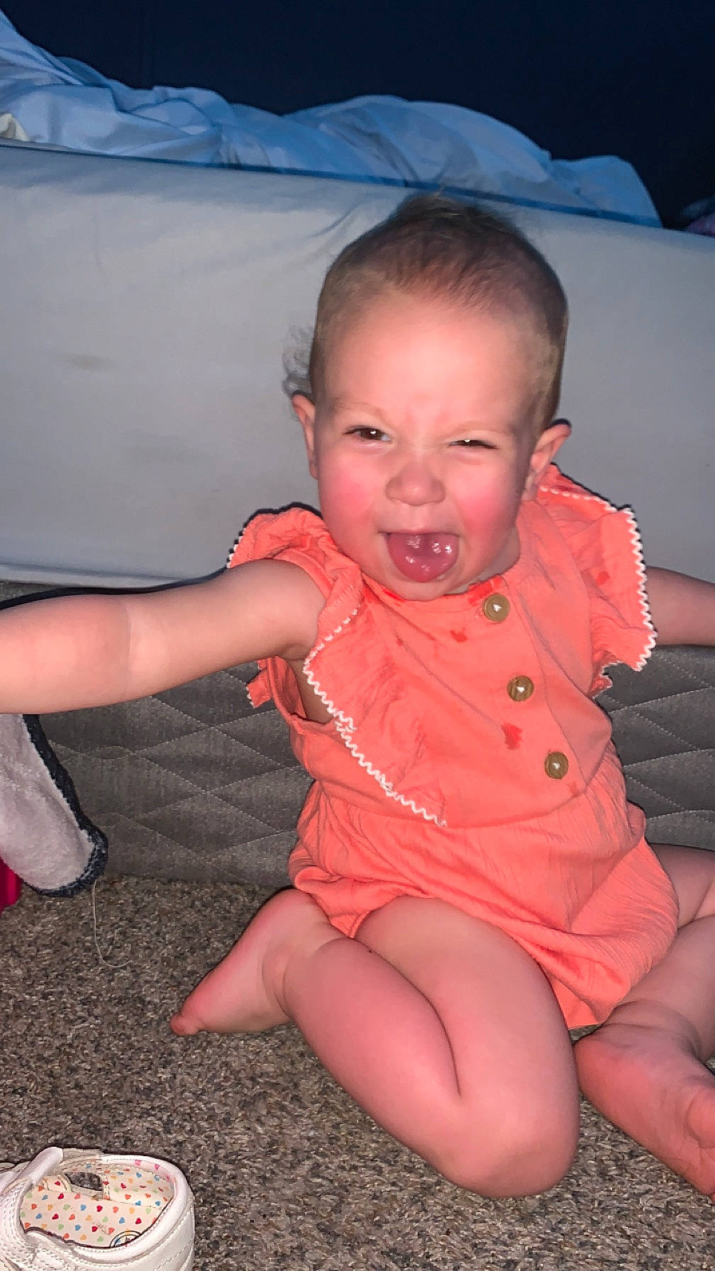 Oakley joined the competition — help win amazing prizes! arm, baby_toddler_clothing, cheek, chin, dress, eye, face, hand, human_body, iris, joint, leg, lip, mouth, muscle, neck, nose, person, skin, smile
