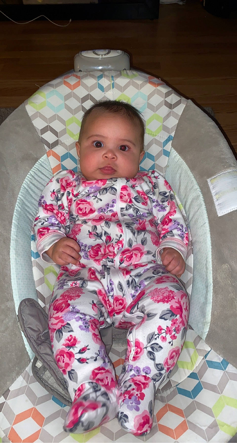 Vivianna joined the competition — help win amazing prizes! baby, baby_products, baby_toddler_clothing, carmine, cheek, child, circle, comfort, fun, head, linens, mouth, nose, pattern, person, pink, sitting, skin, sleeve, textile