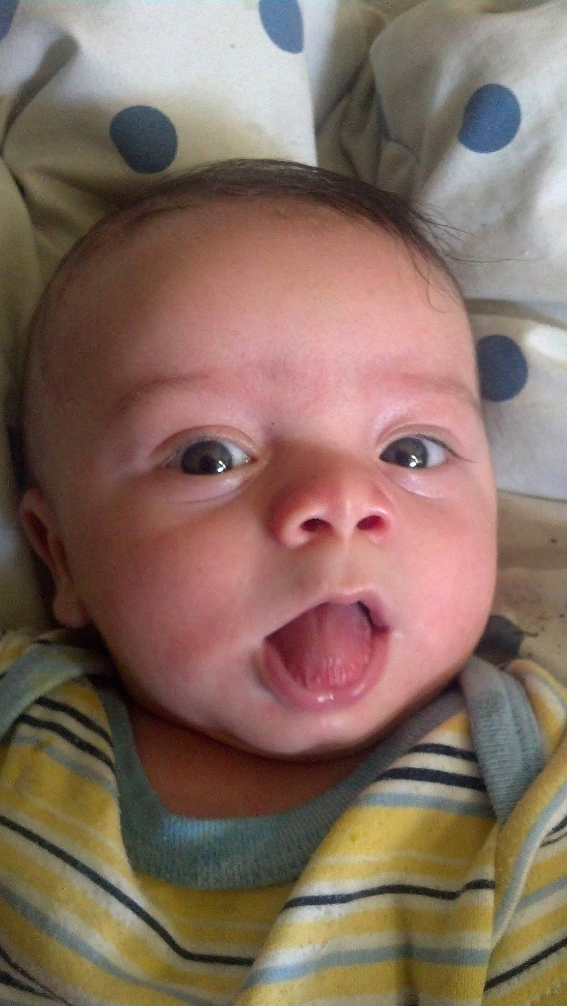 Dominique joined the competition — help win amazing prizes! baby, blue, cheek, chin, ear, eye, eyebrow, eyelash, forehead, happy, iris, jaw, lip, mouth, nose, person, skin, smile, toddler, tongue