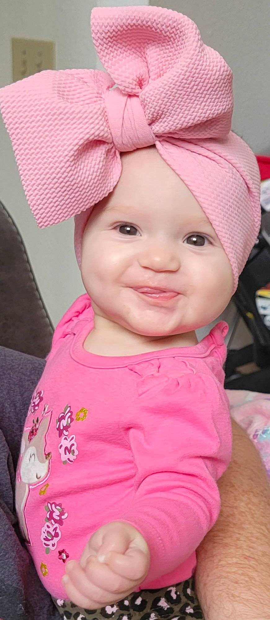 Abigail joined the competition — help win amazing prizes! baby_toddler_clothing, cap, cheek, chin, eye, eyebrow, face, happy, headgear, headwear, lip, magenta, nose, person, photograph, pink, skin, sleeve, smile, textile