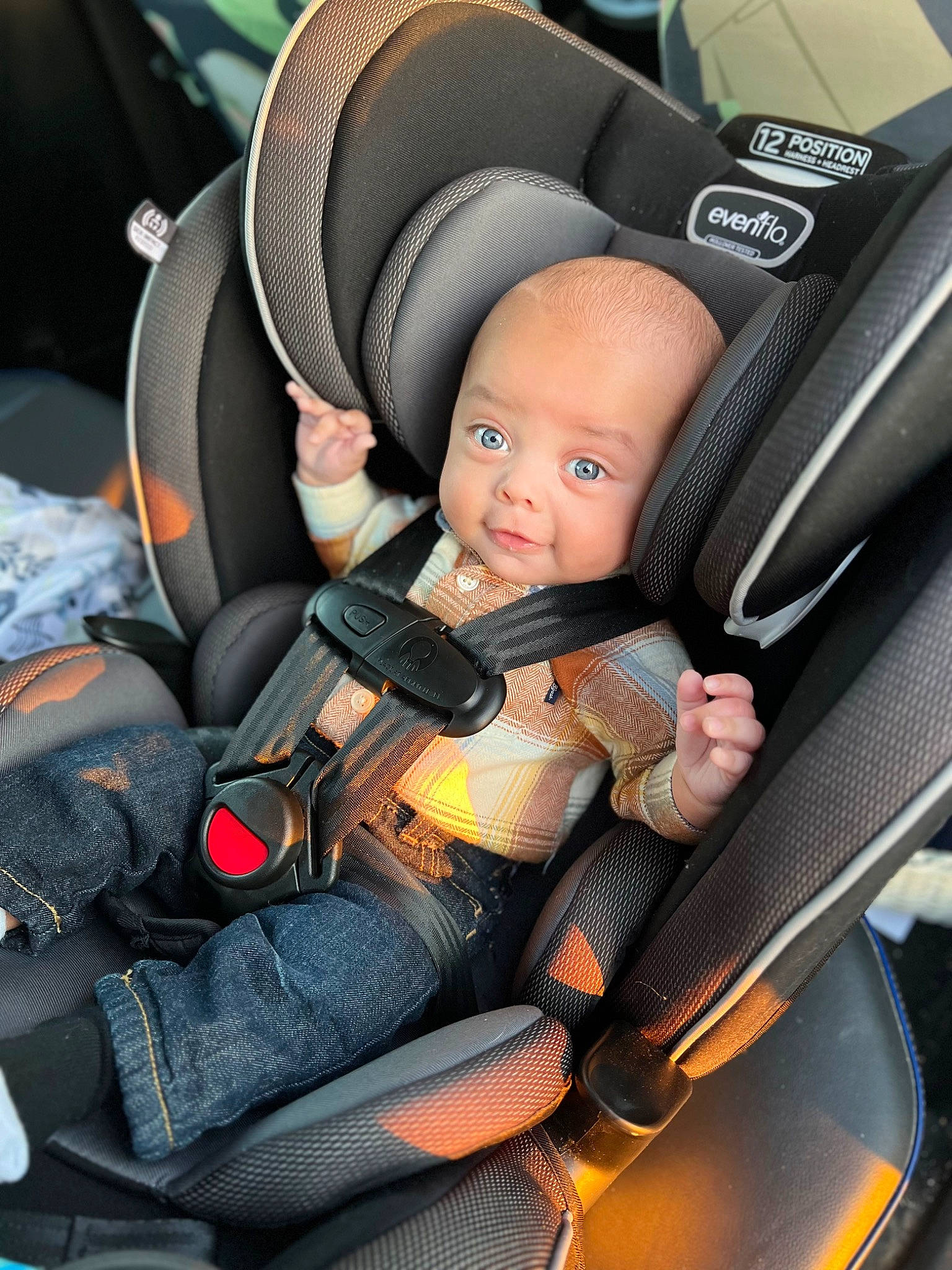 Dylane is registered to the contest to win money with this photo: auto_part, automotive_design, automotive_wheel_system, baby, baby_carriage, baby_in_car_seat, baby_products, car_seat, car_seat_cover, comfort, face, head_restraint, human_body, motor_vehicle, person, personal_luxury_car, seat_belt, steering_part, steering_wheel, toddler