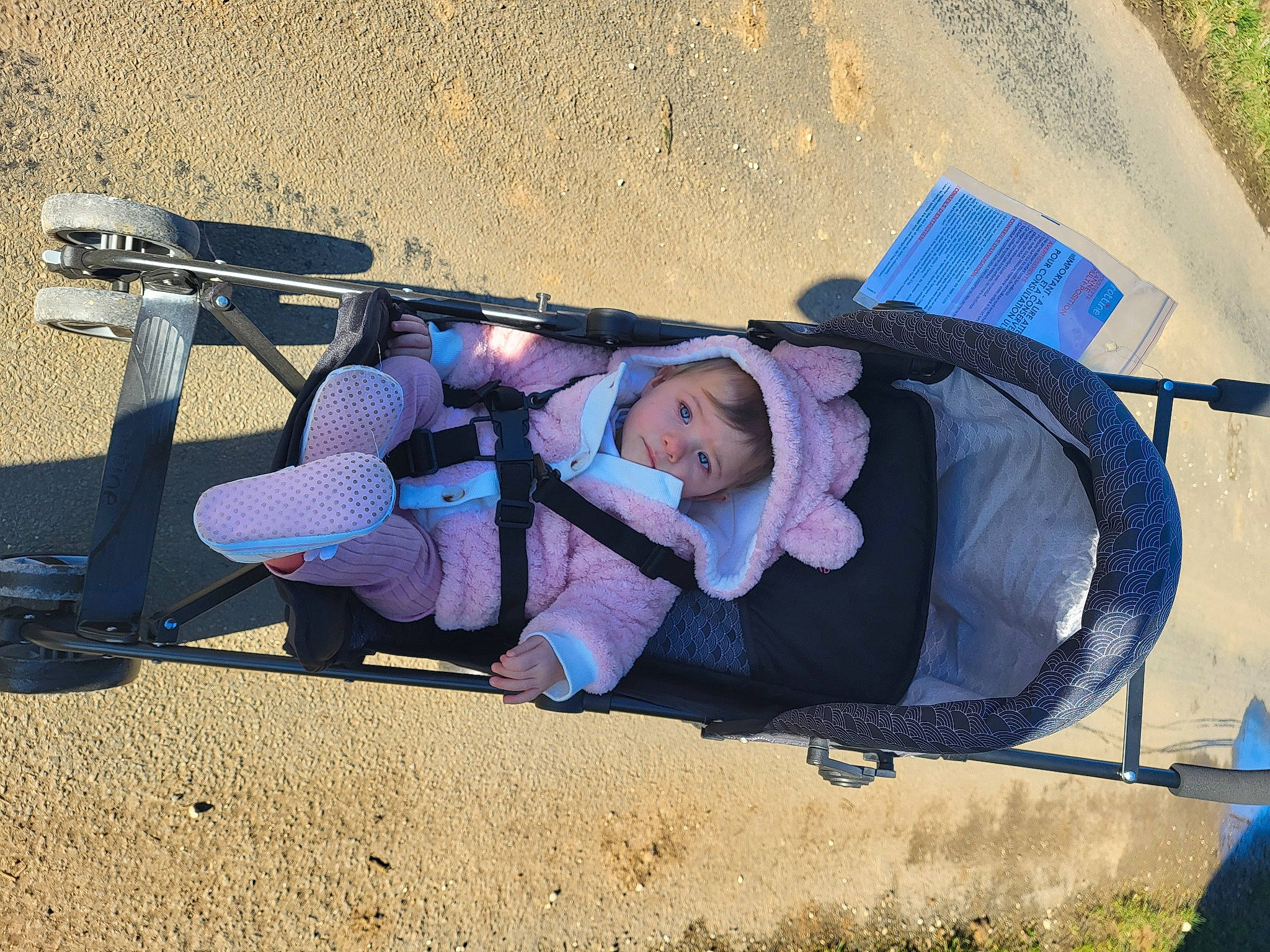 élisa a rejoint le concours — aidez-le/la à gagner de superbes lots ! auto_part, baby, baby_carriage, baby_products, baby_toddler_clothing, child, comfort, electric_blue, fun, grass, leisure, person, personal_protective_equipment, plant, recreation, shadow, sitting, tints_and_shades, toddler, tree