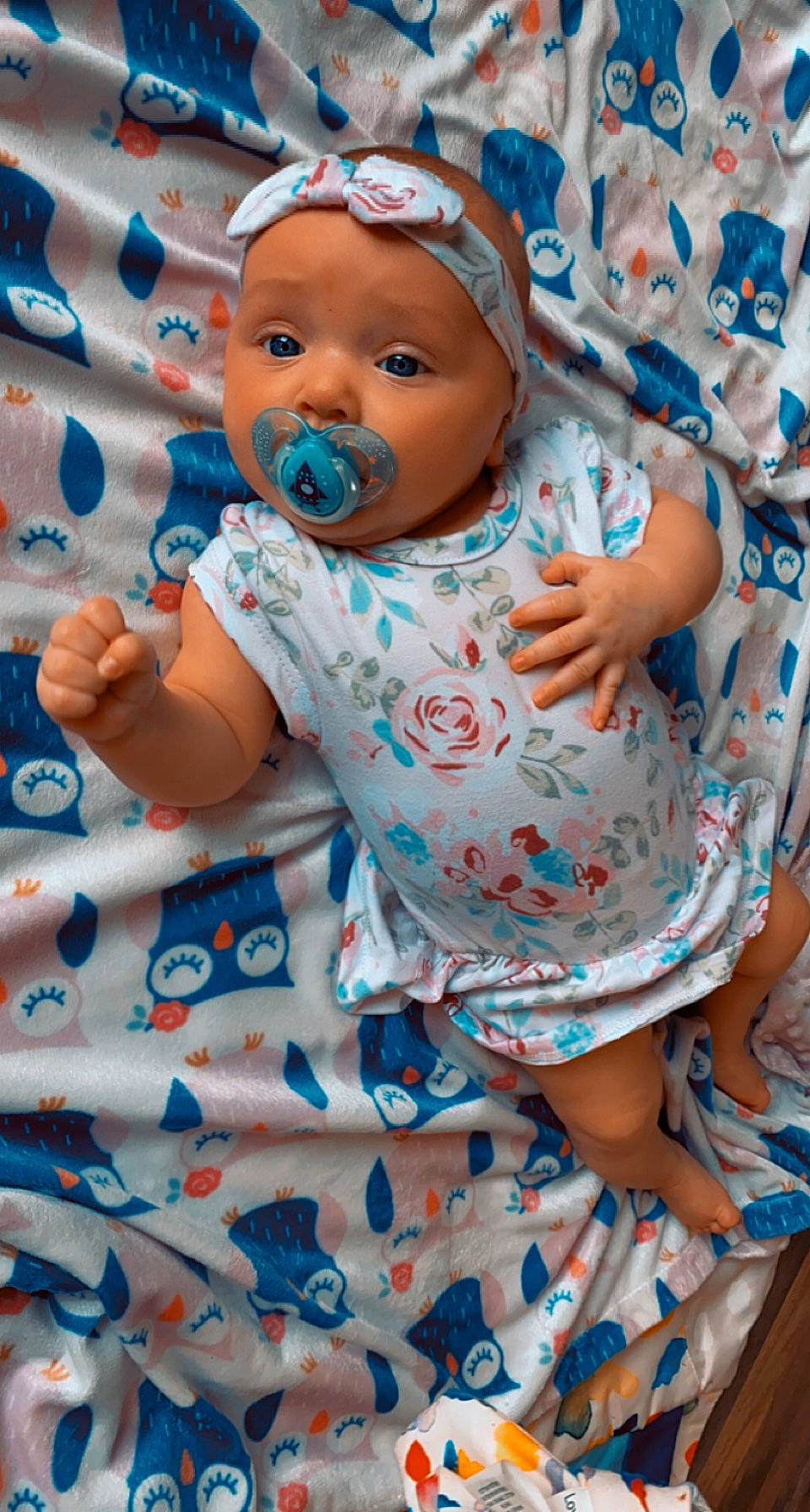 Raelynn joined the competition — help win amazing prizes! aqua, azure, baby, baby_safety, baby_sleeping, baby_toddler_clothing, blue, cheek, child, comfort, headwear, linens, pattern, person, pink, product, skin, sleeve, textile, thumb