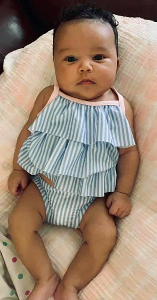 Reese is registered to the contest to win money with this photo: baby, baby_toddler_clothing, cheek, chest, child, chin, comfort, eye, face, finger, happy, head, iris, pattern, person, skin, sleeve, stomach, thigh, thumb