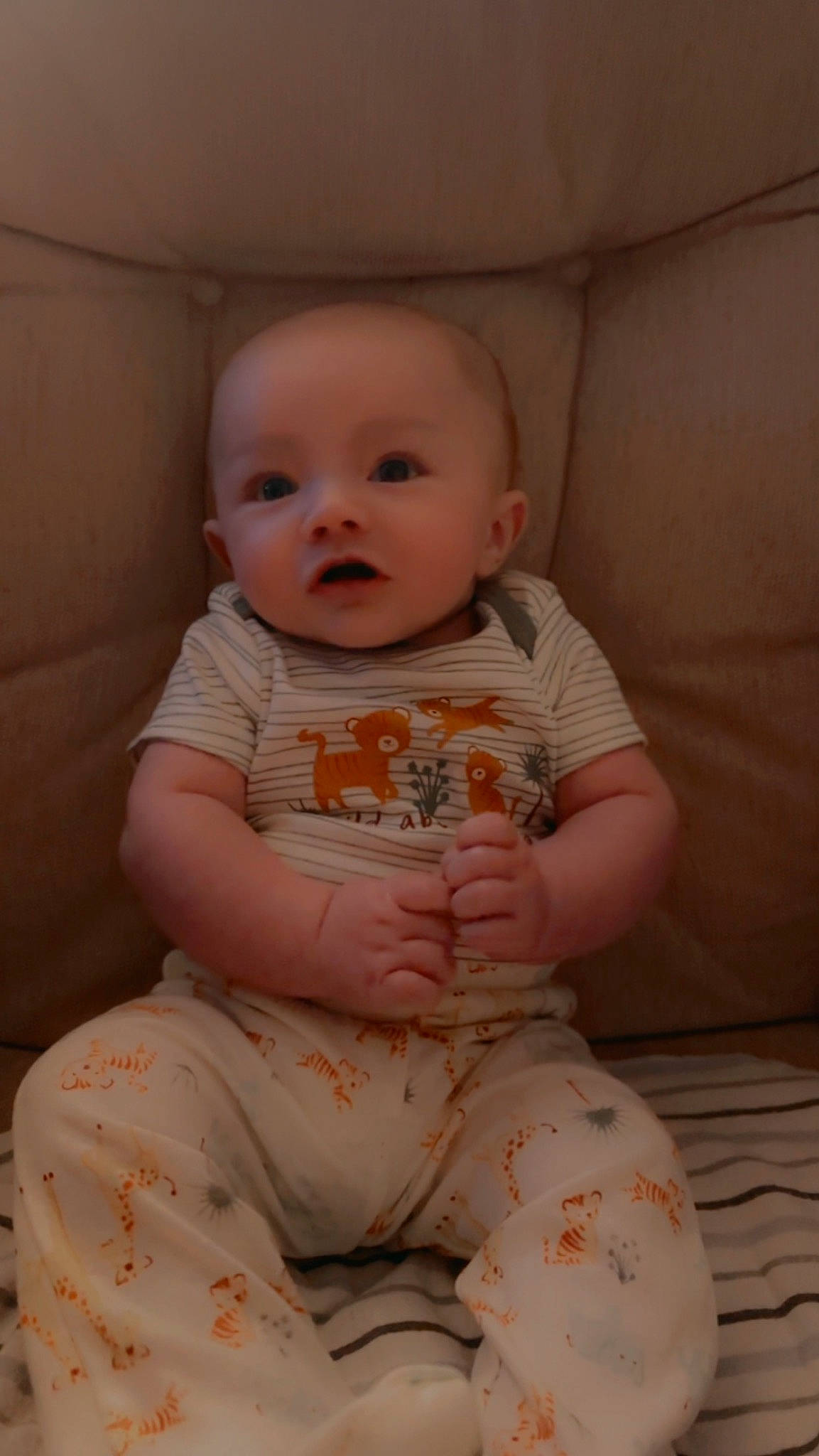 Benjamin joined the competition — help win amazing prizes! baby, baby_toddler_clothing, cheek, child, chin, comfort, eye, face, flooring, fun, head, iris, lip, person, pink, room, sitting, skin, sleeve, smile