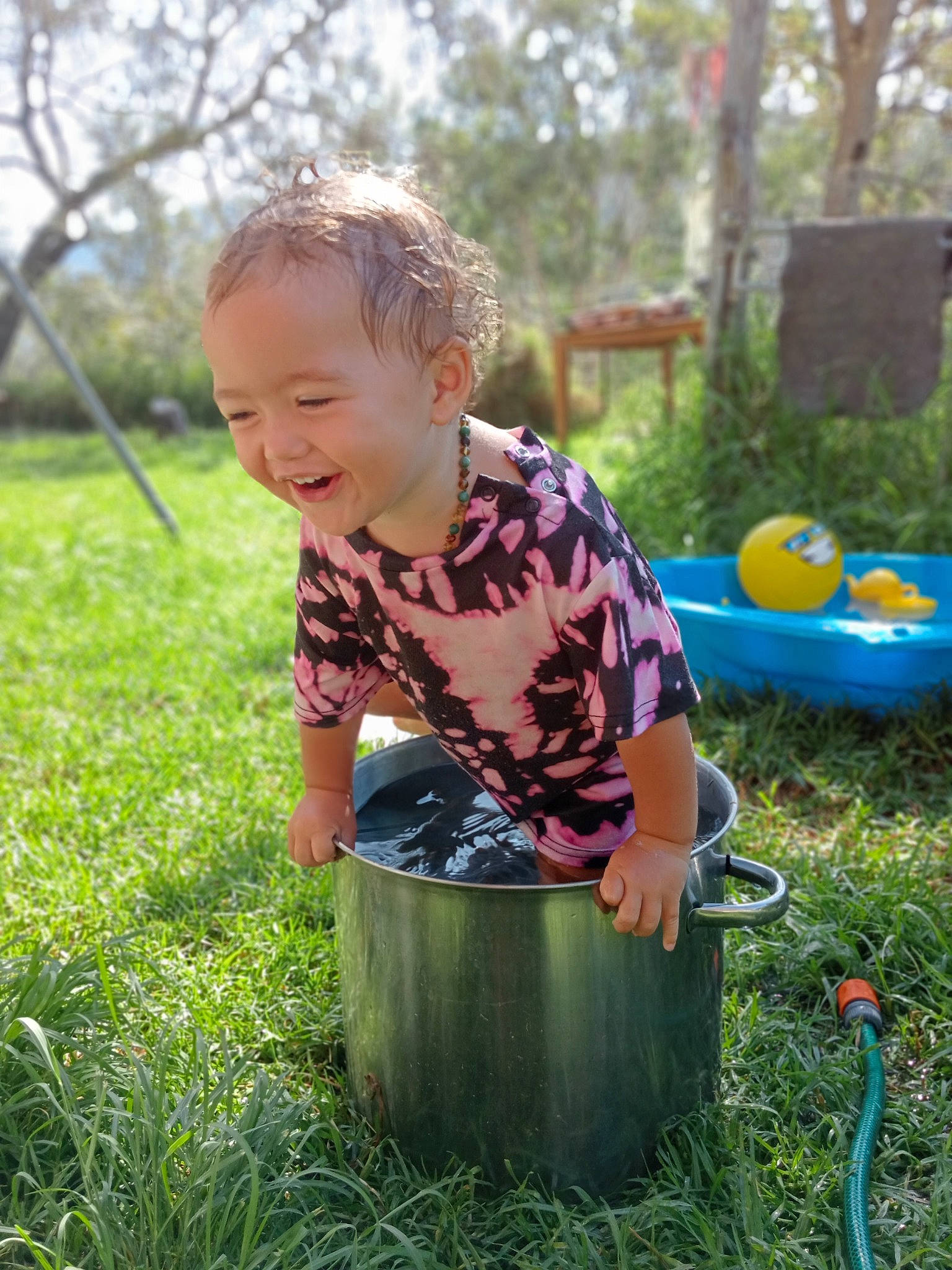 Lilly-ray joined the competition — help win amazing prizes! backyard, child, fun, garden, gardening, grass, happy, joy, lawn, leisure, people_in_nature, person, plant, play, recreation, sky, smile, t_shirt, toddler, tree