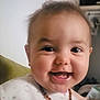 Abigaël a rejoint le concours — aidez-le/la à gagner de superbes lots ! baby, cheeks, child, close_up, cute, expression, eyes, face, happy, head, indoor, infant, mouth, necklace, person, portrait, skin, smile, teeth, young