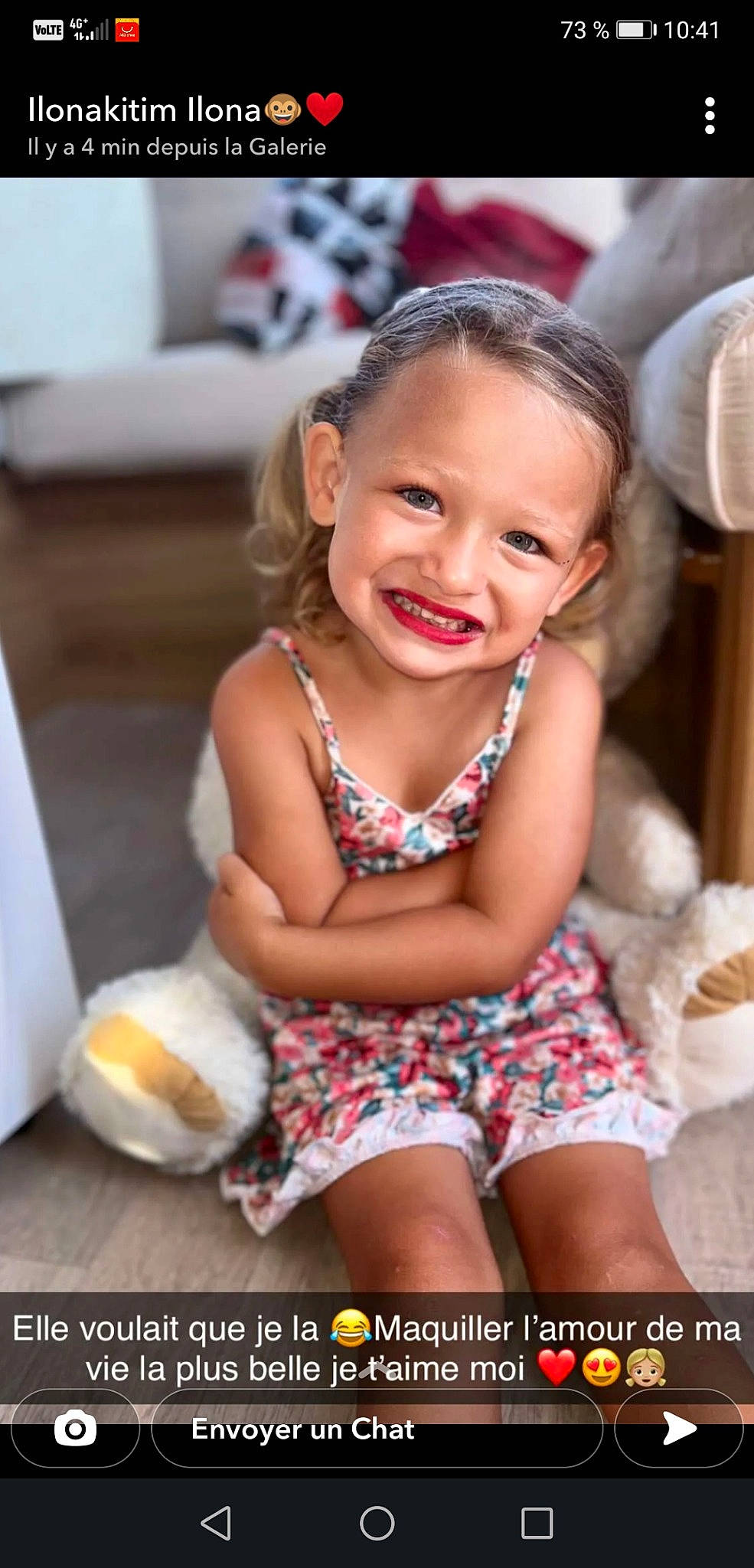 Ilona a rejoint le concours — aidez-le/la à gagner de superbes lots ! baby, baby_toddler_clothing, blond, child, dress, event, face, food, fun, happy, human_leg, iris, joy, leisure, person, sitting, skin, smile, sweetness, thigh