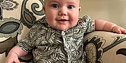 Kash Parsons joined the competition — help win amazing prizes! armchair, baby, buttoned_shirt, child, clothing, comfort, cute, face, feet, happy, indoors, infant, legs, patterned_fabric, plump, portrait, short_sleeves, sitting, skin, smiling