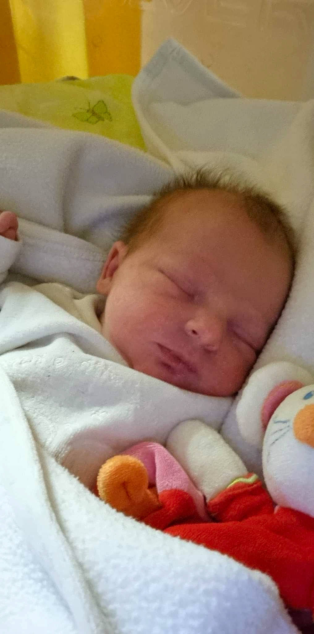 Léa a rejoint le concours — aidez-le/la à gagner de superbes lots ! baby, baby_products, baby_sleeping, baby_toddler_clothing, bed_sheet, bedding, bedtime, cheek, child, comfort, facial_expression, linens, mouth, nap, nose, person, room, skin, toddler, toy