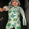 Jackson is registered to the contest to win money with this photo: baby, infant, child, turtle_pattern, hat, onesie, stroller, smile, portrait, clothing, cute, lying_down, baby_clothes, infant_wear, headwear, young_child, baby_face, baby_girl_boy, baby_outfit, indoor