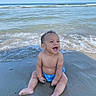 Leonidas is registered to the contest to win money with this photo: baby, beach, ocean, water, sand, smile, happy, child, waves, seashore, sunny, vacation, summer, blue_sky, barefoot, playful, outdoor, toddler, swim_diaper, nature