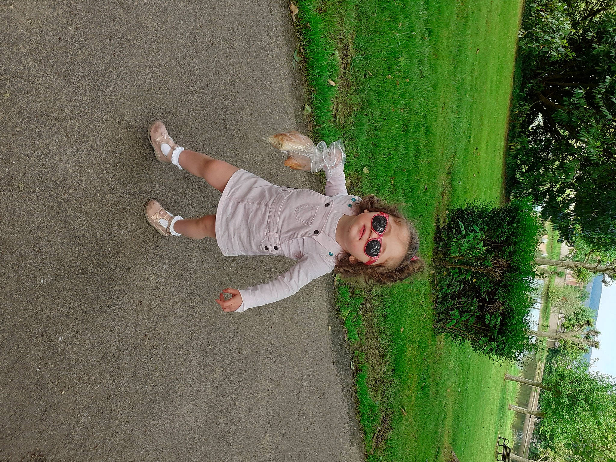 Gabriela a rejoint le concours — aidez-le/la à gagner de superbes lots ! asphalt, child, fun, grass, grass_family, hedge, landscape, leisure, people_in_nature, person, plant, recreation, road_surface, shadow, shrub, sidewalk, smile, soil, toddler, toy