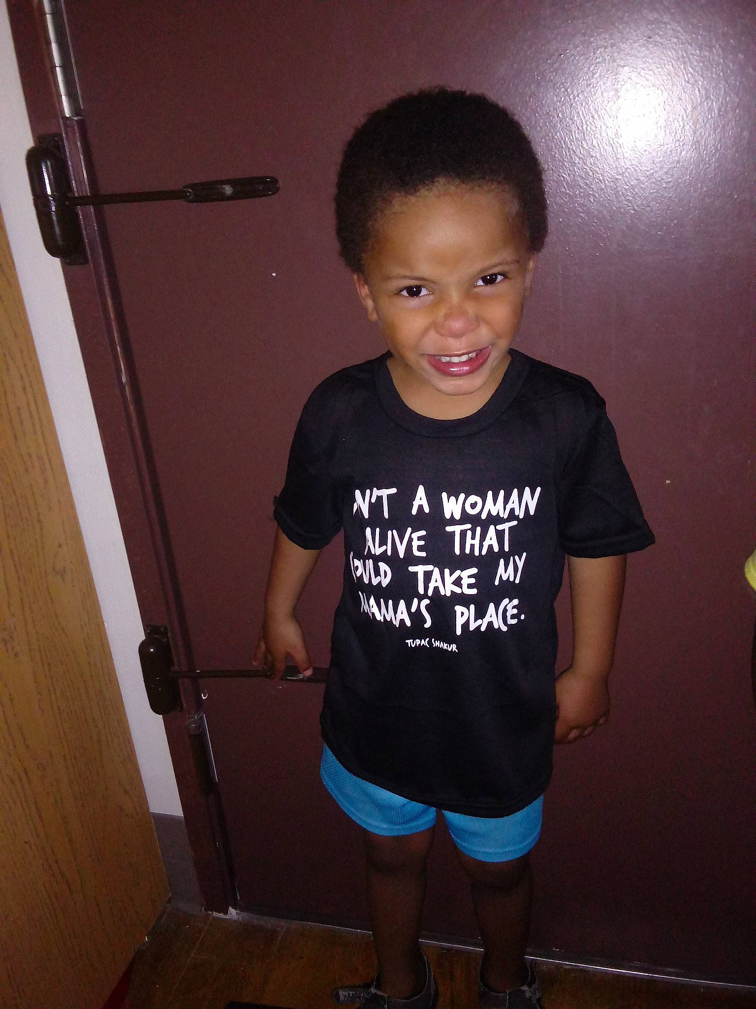 Jayceon is registered to the contest to win money with this photo: arm, black, boy, child, clothing, cool, day, fun, girl, hair, hairstyle, joint, joy, outerwear, person, product, shoulder, sleeve, standing, t_shirt