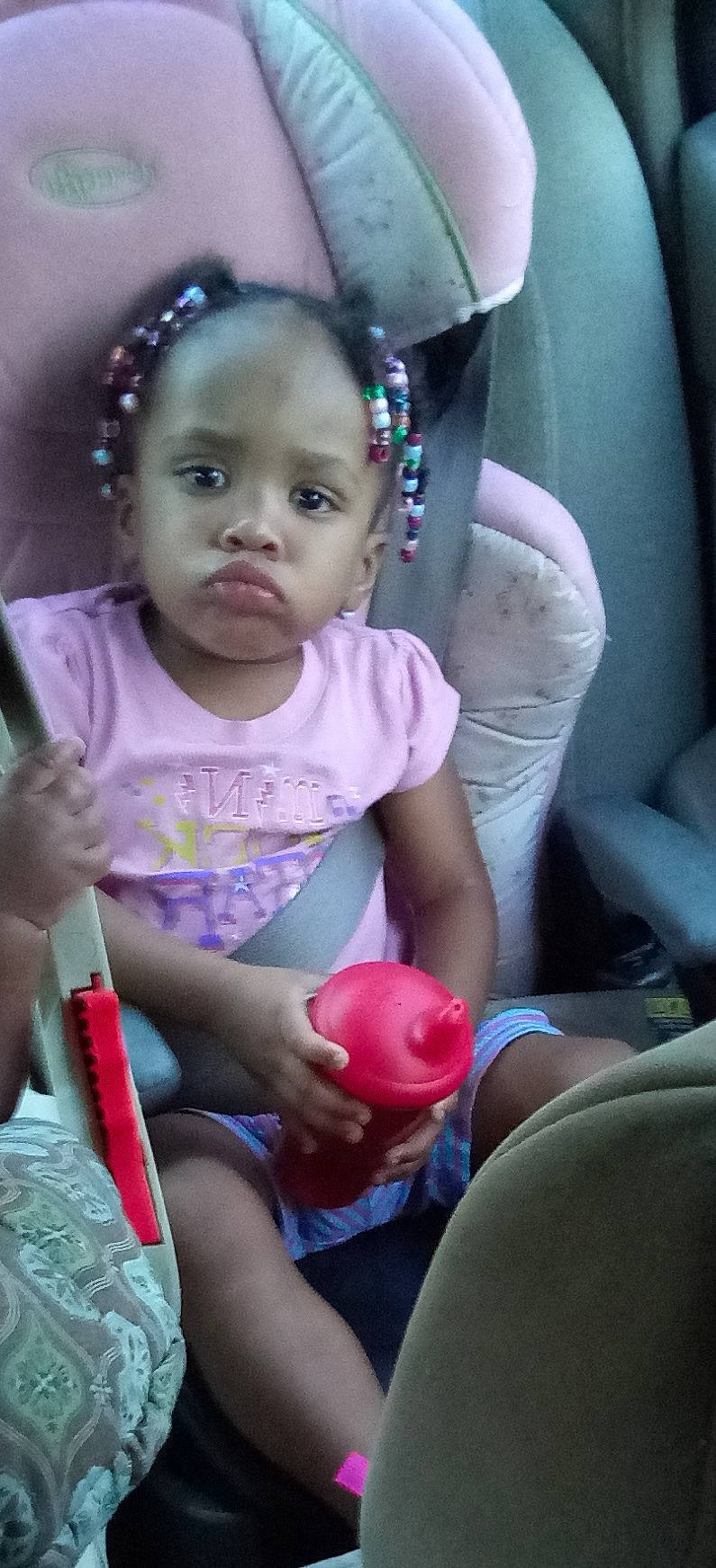 Jamiyah joined the competition — help win amazing prizes! cheek, child, cool, ear, eye, fun, girl, infant, mouth, organ, person, pink, product, sitting, skin, smile, toddler