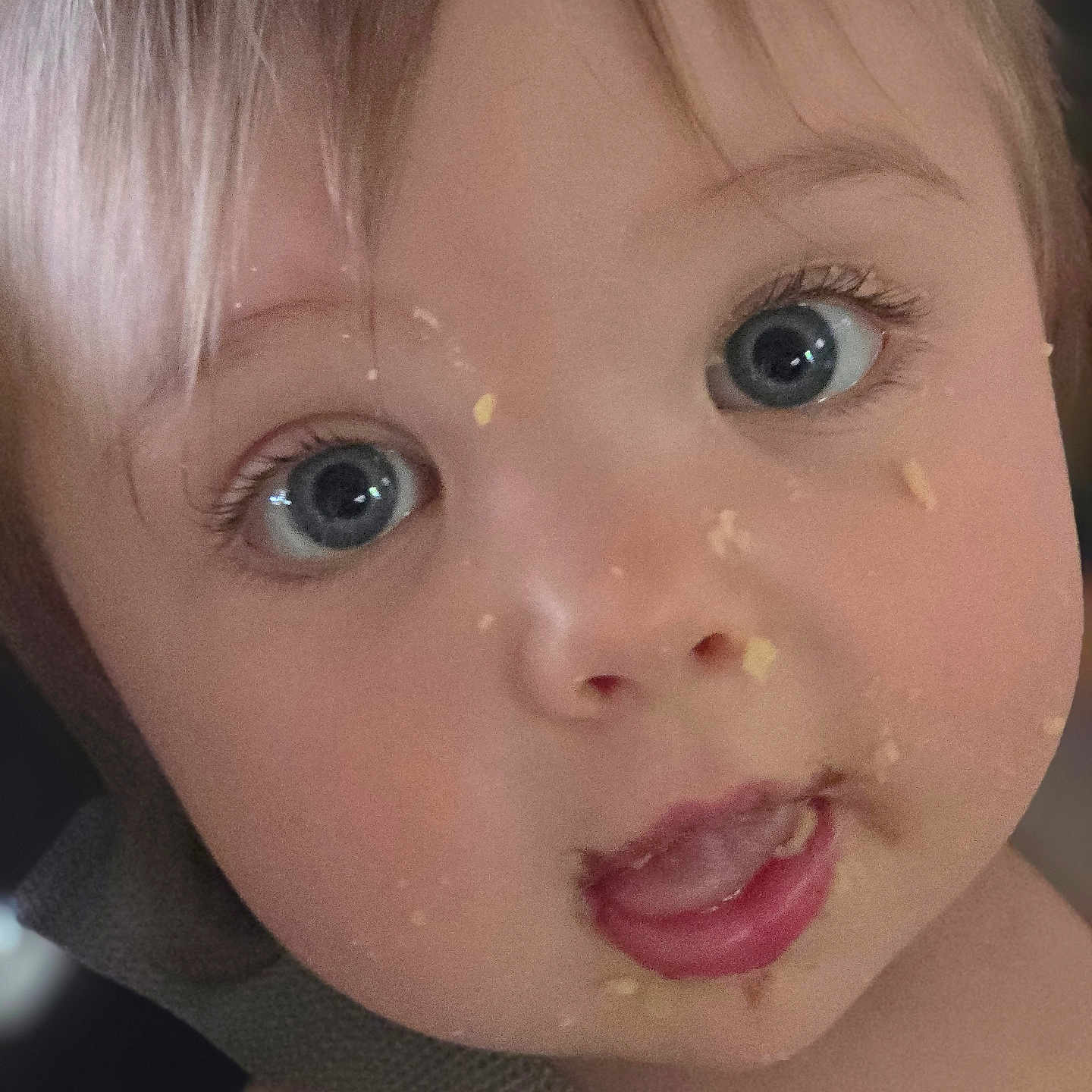 Elodie joined the competition — help win amazing prizes! baby, blonde, bodypart, cosmetics, cream, cutlery, dessert, eating, face, finger, food, hand, head, icecream, icing, lipstick, mouth, person, photography, portrait