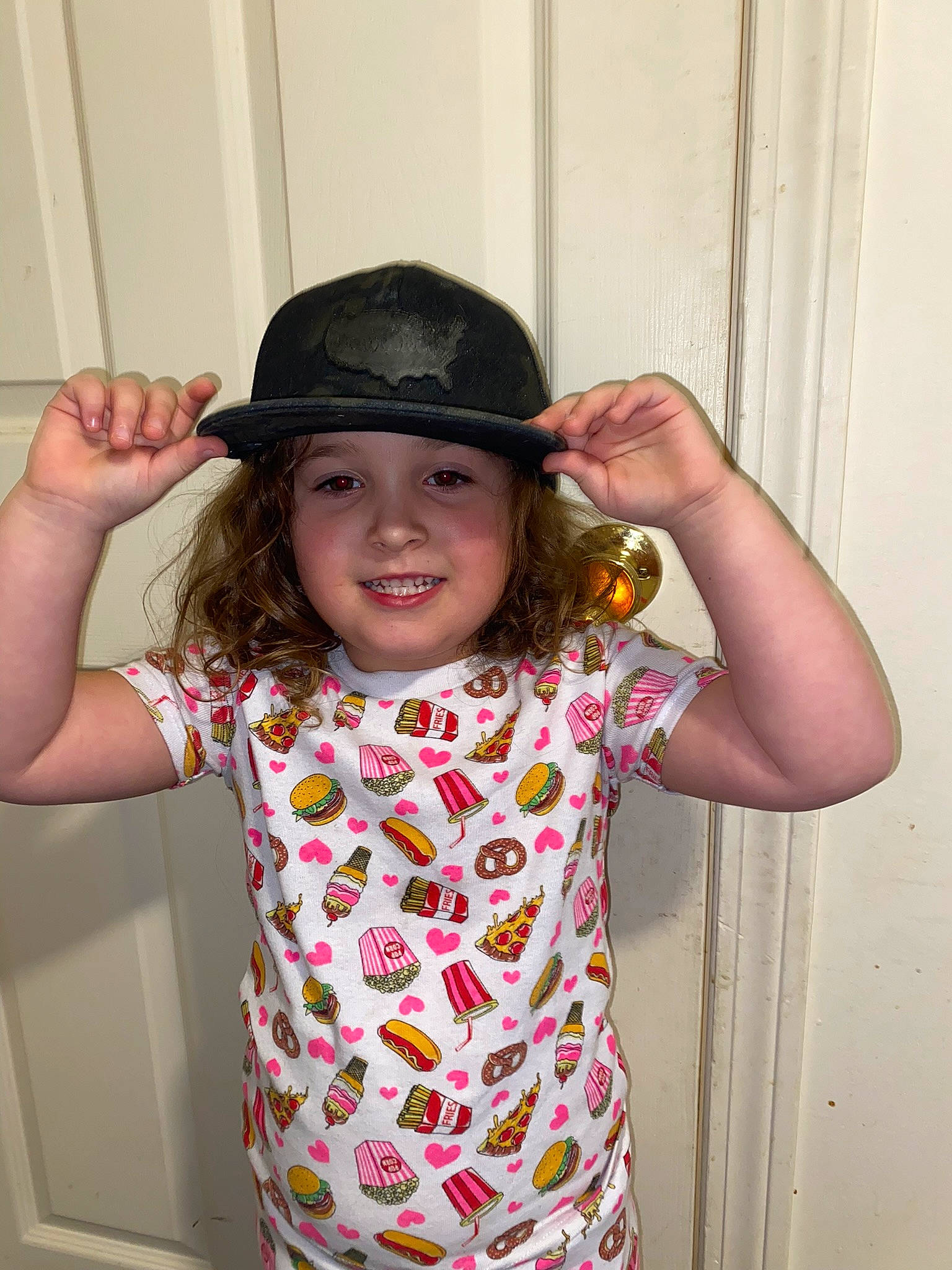 Everleigh is registered to the contest to win money with this photo: baby, baby_toddler_clothing, cap, child, fashion_accessory, fun, gesture, happy, hat, headgear, headwear, joy, lip, magenta, pattern, person, pink, sleeve, smile, sun_hat