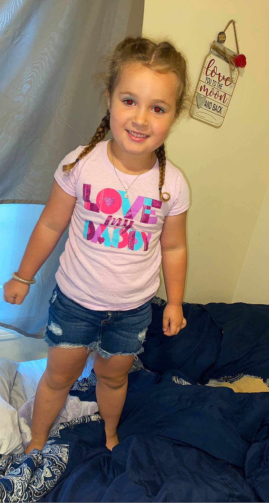 Everleigh joined the competition — help win amazing prizes! denim, facial_expression, hair, hairstyle, happy, head, jean_short, joint, joy, leg, mouth, person, pink, shorts, skin, sleeve, smile, summer, t_shirt, thigh