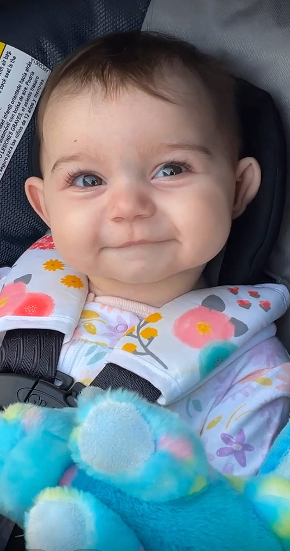 Chelsea is registered to the contest to win money with this photo: baby, baby_toddler_clothing, blue, cheek, chin, eye, eyelash, facial_expression, forehead, happy, iris, joy, lip, nose, organ, outerwear, person, product, skin, sleeve