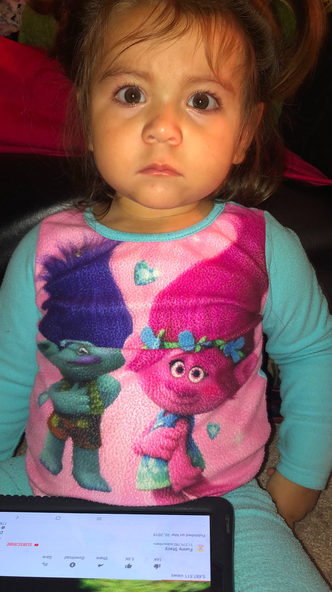 Anabella joined the competition — help win amazing prizes! baby, brown_hair, cheek, child, eye, face, head, iris, lip, nose, person, pink, skin, sleeve, smile, stuffed_toy, textile, toddler, toy, wool