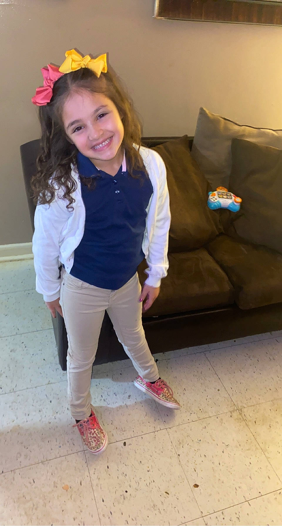 Bry'Leigh joined the competition — help win amazing prizes! blond, couch, electric_blue, flooring, fun, hairstyle, happy, head, human_leg, joy, knee, leg, long_hair, person, shoe, sleeve, smile, sock, sportswear, thigh