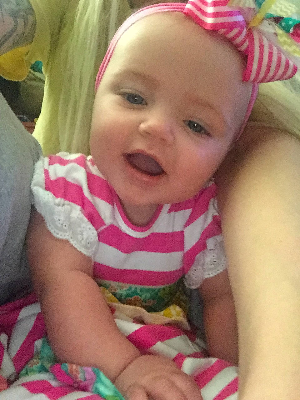 Bella Rose is registered to the contest to win money with this photo: baby, cheek, child, daughter, eye, face, fun, hair_accessory, happy, head, headgear, lip, mouth, nose, person, pink, play, skin, smile, toddler