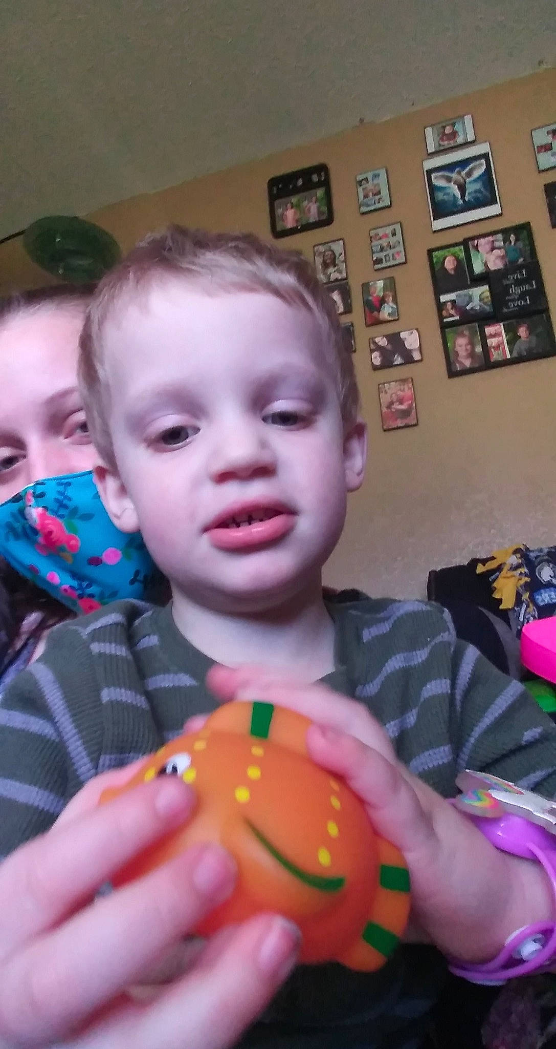 Earl joined the competition — help win amazing prizes! bag, button, cheek, child, facial_expression, fun, iris, luggage_and_bags, mouth, nail, nose, person, plastic, play, room, thumb, toddler, toy